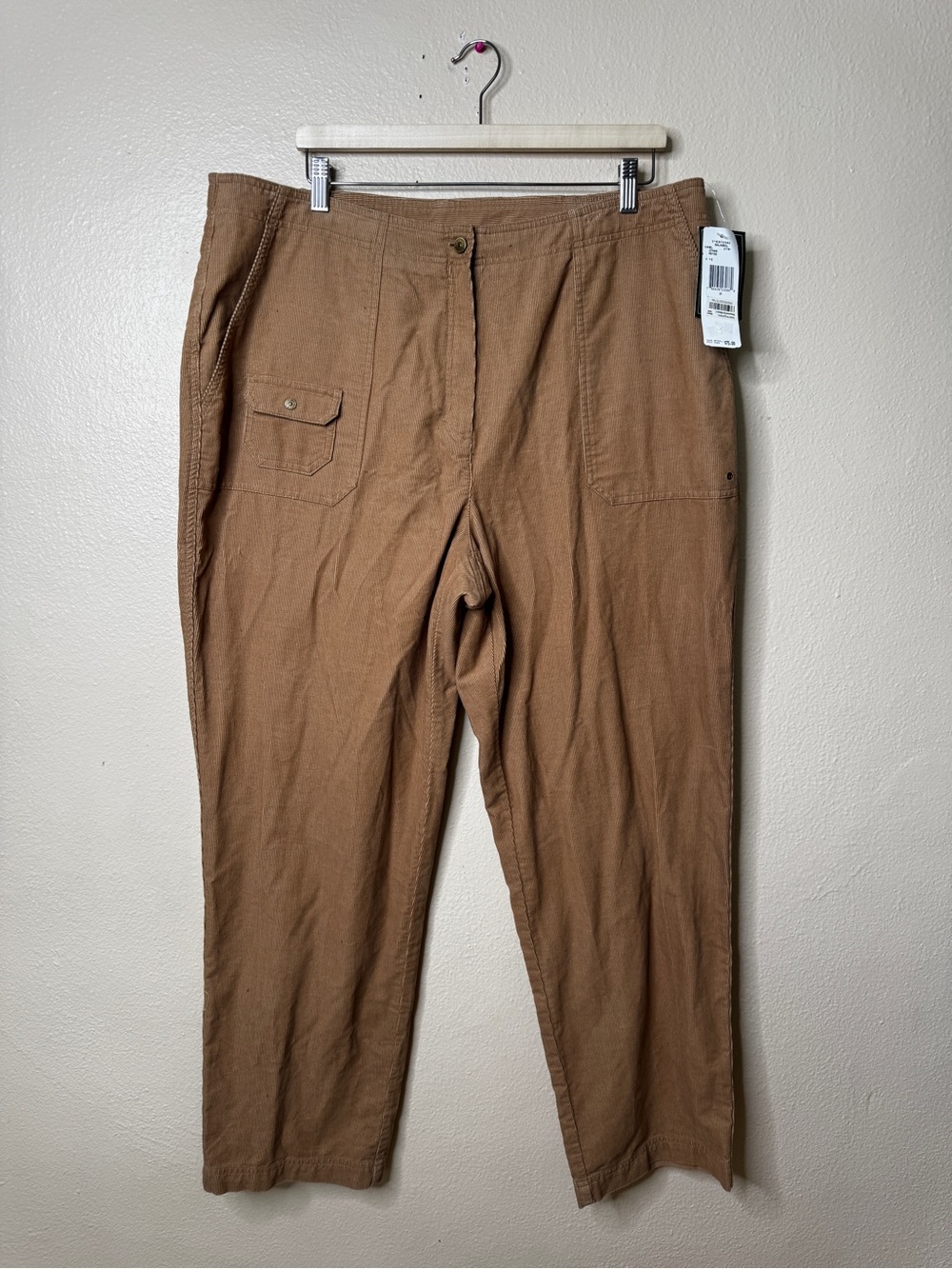 Lauren Ralph Lauren Woman 18W Camel Brown Corduroy Pants Straight Leg Casual NWT
